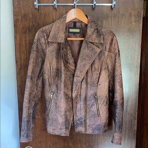 Black Rivet Brown Leather Moto Jacket